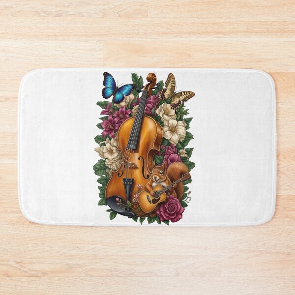 Artikelvorschau, Geige, Blumen, Eichhörnchen spielt Gitarre entworfen und verkauft von Sovereign Supply Co..