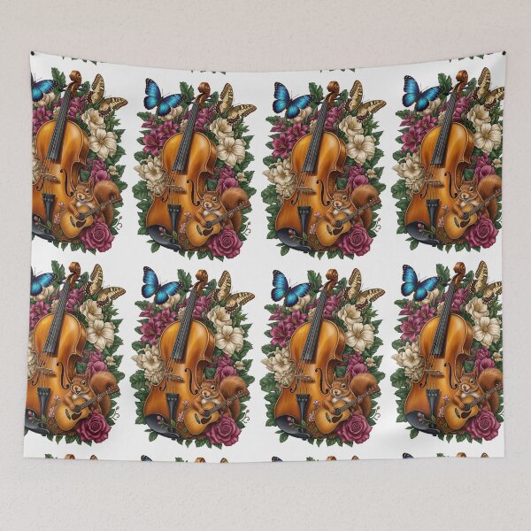 Item preview, Violin Floral Squirrel Playing Guitar designed and sold by Sovereign Supply Co..