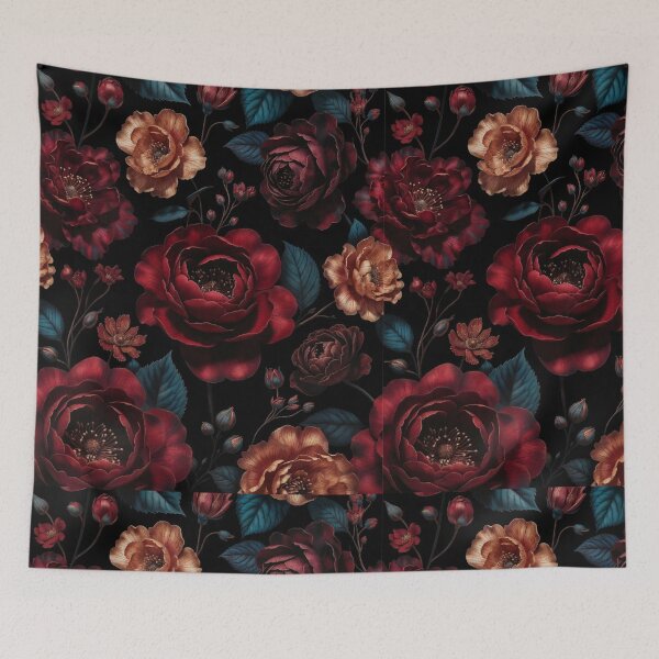 Item preview, Midnight Crimson Rose Pattern | Dark Red Floral Design | Elegant Gothic Botanical Artwork designed and sold by GalleryPeak.