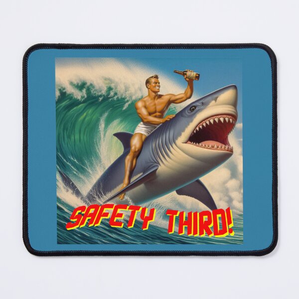 Item preview, Vintage Postcard Shark Rodeo Safety Third Spoof designed and sold by Larry Oates.