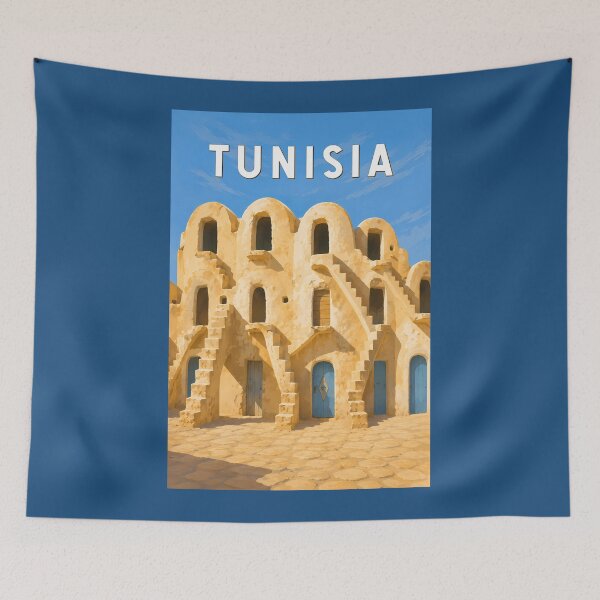 Item preview, Tunisia Illustration Travel Art Vintage designed and sold by KrisSidDesigns.