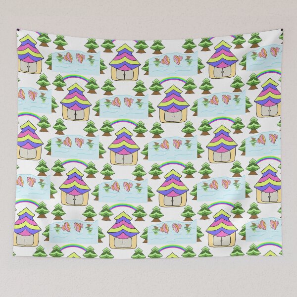 Item preview, Whimsical Fantasy Striped Pattern Home Surrounding Nature designed and sold by MigWhimsy.
