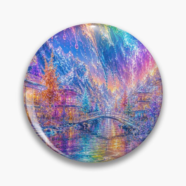 Item preview, Liquid Rainbow Canal Village | Surreal Fantasy Art Print | Iridescent Dream World designed and sold by YourForKor.