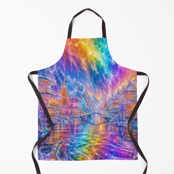 Item preview, Liquid Rainbow Canal Village | Surreal Fantasy Art Print | Iridescent Dream World designed and sold by YourForKor.