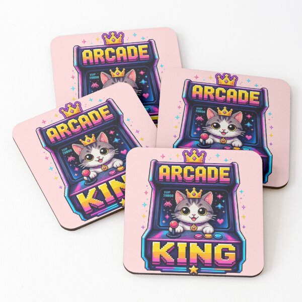 Item preview, Arcade King Gamer Cat Tee designed and sold by Stylestickers55.