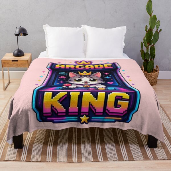 Item preview, Arcade King Gamer Cat Tee designed and sold by Stylestickers55.