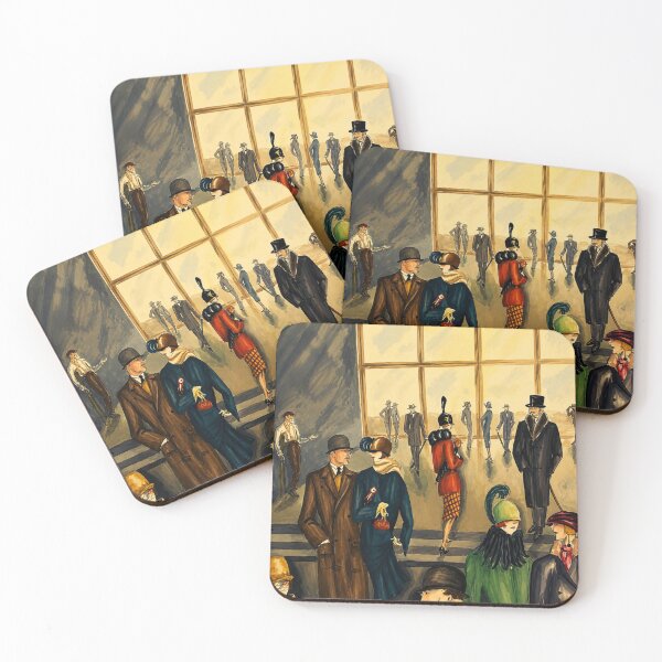 Item preview, Street Scene by Dorte Clara Wolff - Art Deco Vintage Street Scene for Retro Fashion Lovers designed and sold by RickE.