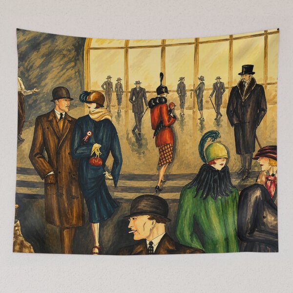 Item preview, Street Scene by Dorte Clara Wolff - Art Deco Vintage Street Scene for Retro Fashion Lovers designed and sold by RickE.