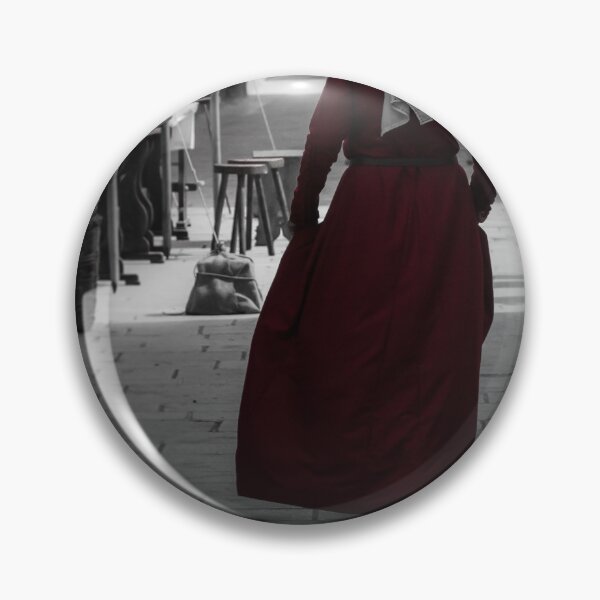 Item preview, Woman in Red Dress and Headscarf Walking Through Historic Narrow Street, Back View, Selective Color designed and sold by Nmallia.