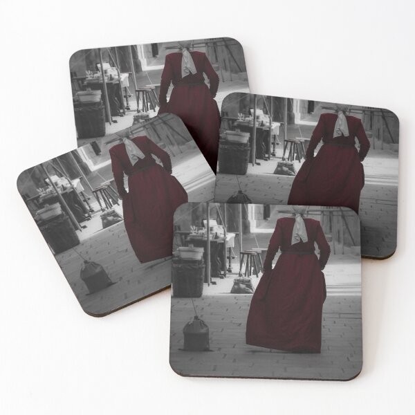 Item preview, Woman in Red Dress and Headscarf Walking Through Historic Narrow Street, Back View, Selective Color designed and sold by Nmallia.