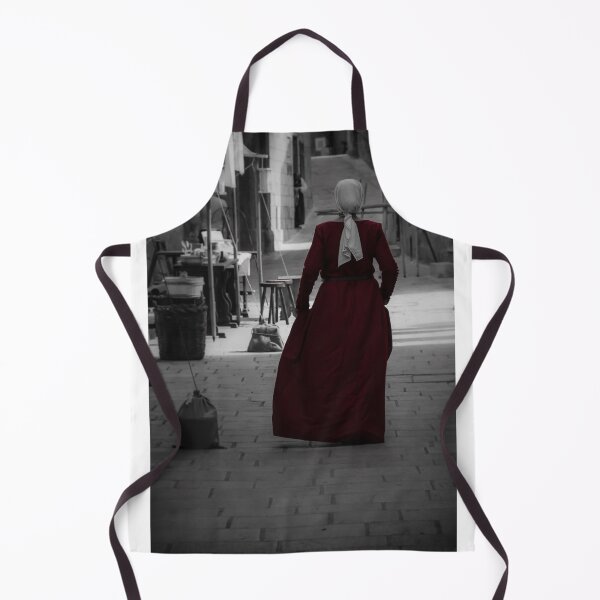 Item preview, Woman in Red Dress and Headscarf Walking Through Historic Narrow Street, Back View, Selective Color designed and sold by Nmallia.