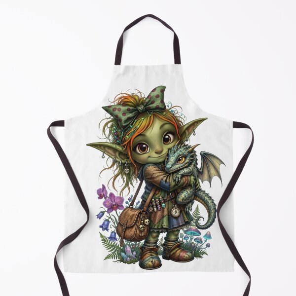 Item preview, Cute Goblin Girl Hugging Baby Dragon designed and sold by Sovereign Supply Co..