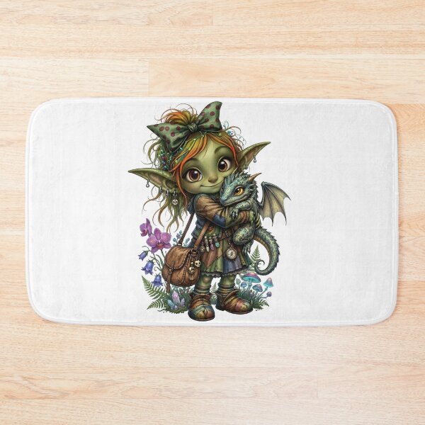Item preview, Cute Goblin Girl Hugging Baby Dragon designed and sold by Sovereign Supply Co..