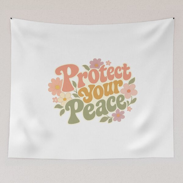 Item preview, Protect Your Peace Groovy Retro Typography Flora designed and sold by Core design hub .