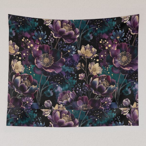 Item preview, Mystic Violet Bloom Pattern | Dark Purple Floral Art | Elegant Watercolor Botanical Design designed and sold by GalleryPeak.