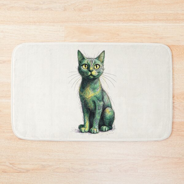 Item preview, Green Scribble Cat Abstract Sketch Poster designed and sold by PixelQ.