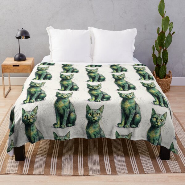 Item preview, Green Scribble Cat Abstract Sketch Poster designed and sold by PixelQ.