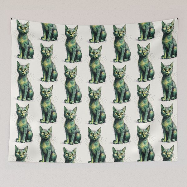 Item preview, Green Scribble Cat Abstract Sketch Poster designed and sold by PixelQ.