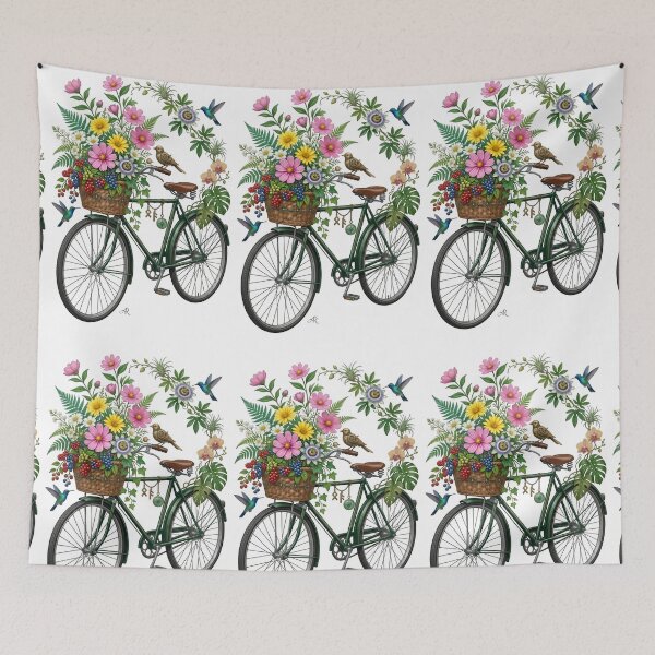 Item preview, Vintage Bicycle Floral Basket Hummingbird designed and sold by Sovereign Supply Co..