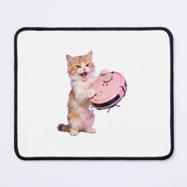 Item preview, Angry Ginger Cat with Pink Robot Vacuum designed and sold by OksArtStudio.