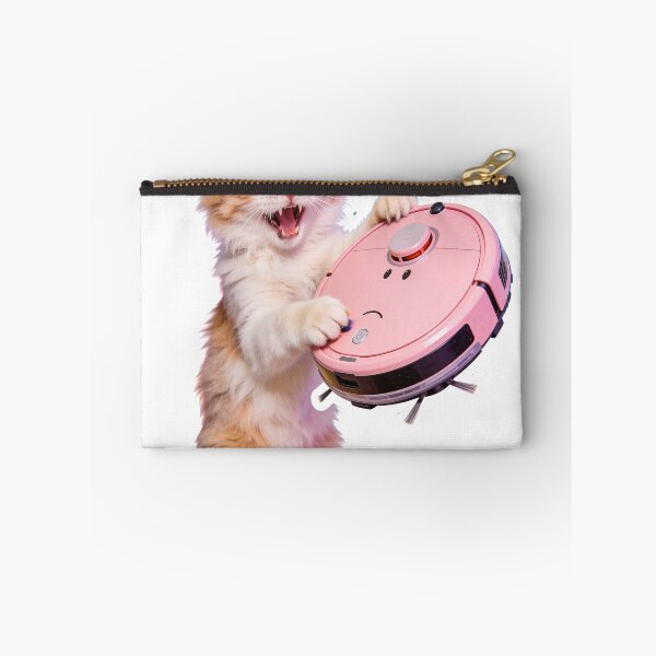 Item preview, Angry Ginger Cat with Pink Robot Vacuum designed and sold by OksArtStudio.