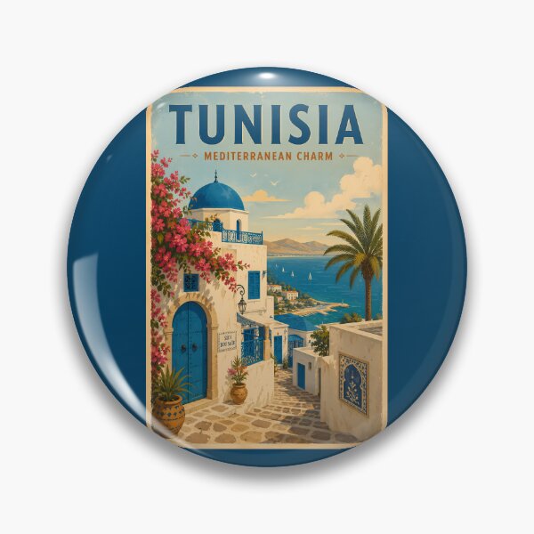 Item preview, Tunisia Landscape Illustration Travel Art Vintage designed and sold by KrisSidDesigns.