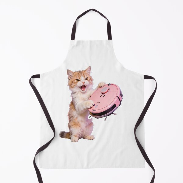 Item preview, Angry Ginger Cat with Pink Robot Vacuum designed and sold by OksArtStudio.