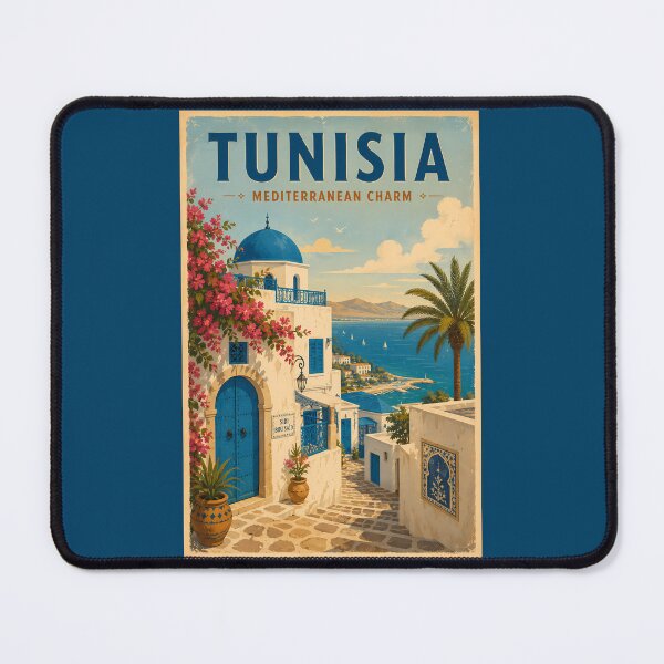 Item preview, Tunisia Landscape Illustration Travel Art Vintage designed and sold by KrisSidDesigns.