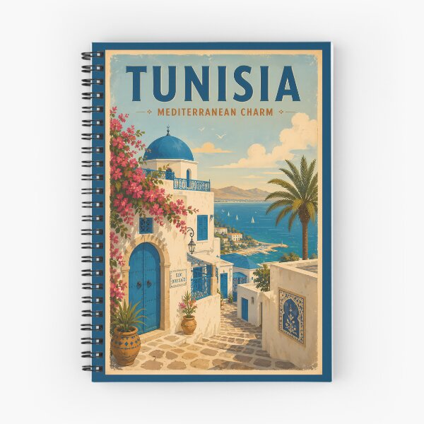 Item preview, Tunisia Landscape Illustration Travel Art Vintage designed and sold by KrisSidDesigns.