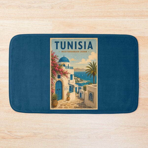 Item preview, Tunisia Landscape Illustration Travel Art Vintage designed and sold by KrisSidDesigns.
