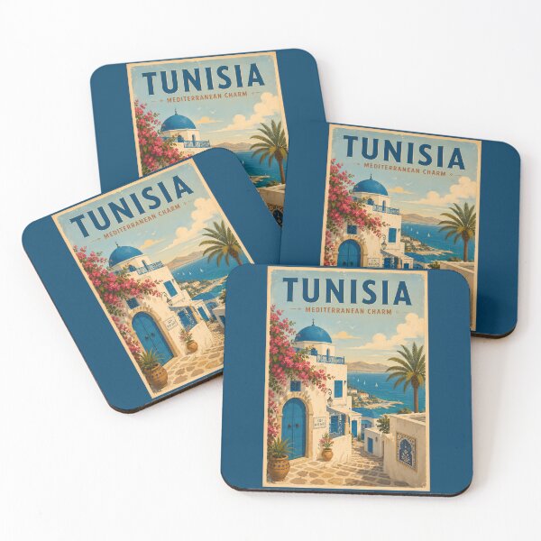 Item preview, Tunisia Landscape Illustration Travel Art Vintage designed and sold by KrisSidDesigns.