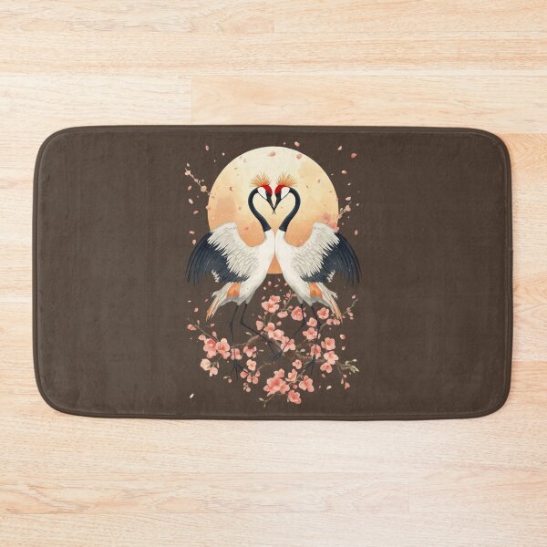 Item preview, Japanese Crane Couple Watercolor Art Print | Red-Crowned Cranes Cherry Blossom Moon | Love Anniversary Wall Decor designed and sold by Panom Suavichien.