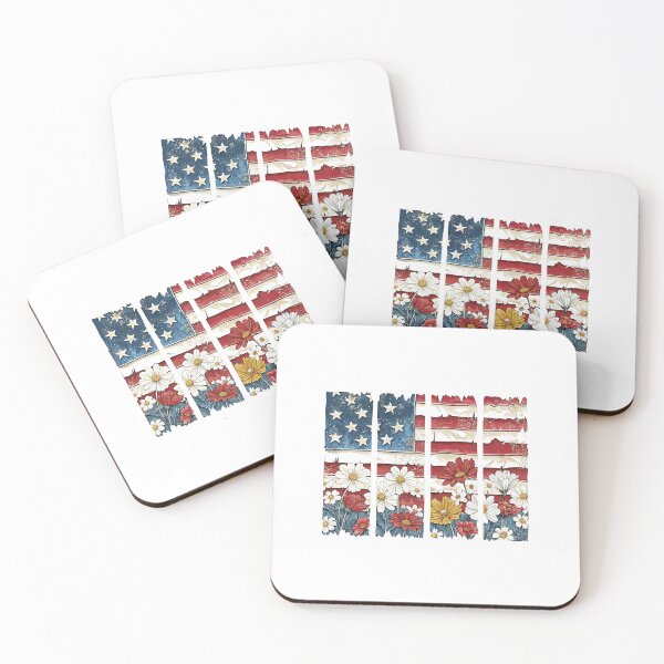 Item preview, Floral American Flag flowers Patriotic 4th July gift designed and sold by Amzkao.