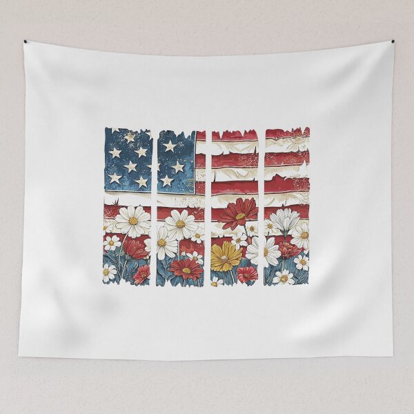 Item preview, Floral American Flag flowers Patriotic 4th July gift designed and sold by Amzkao.