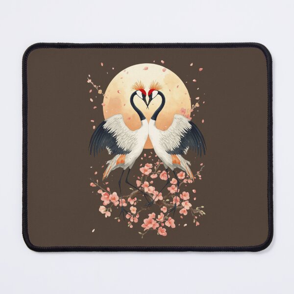 Item preview, Japanese Crane Couple Watercolor Art Print | Red-Crowned Cranes Cherry Blossom Moon | Love Anniversary Wall Decor designed and sold by Panom Suavichien.