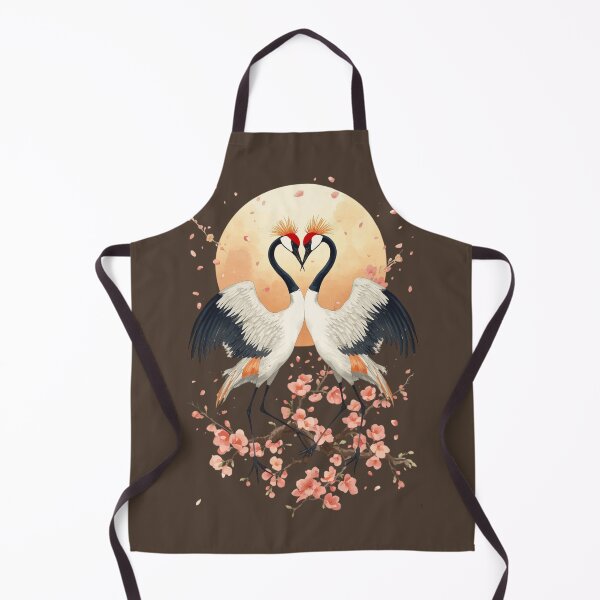 Item preview, Japanese Crane Couple Watercolor Art Print | Red-Crowned Cranes Cherry Blossom Moon | Love Anniversary Wall Decor designed and sold by Panom Suavichien.
