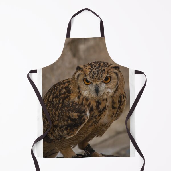 Item preview, Close-Up Portrait of a Eurasian Eagle-Owl With Intense Orange Eyes Perched and Alert designed and sold by Nmallia.