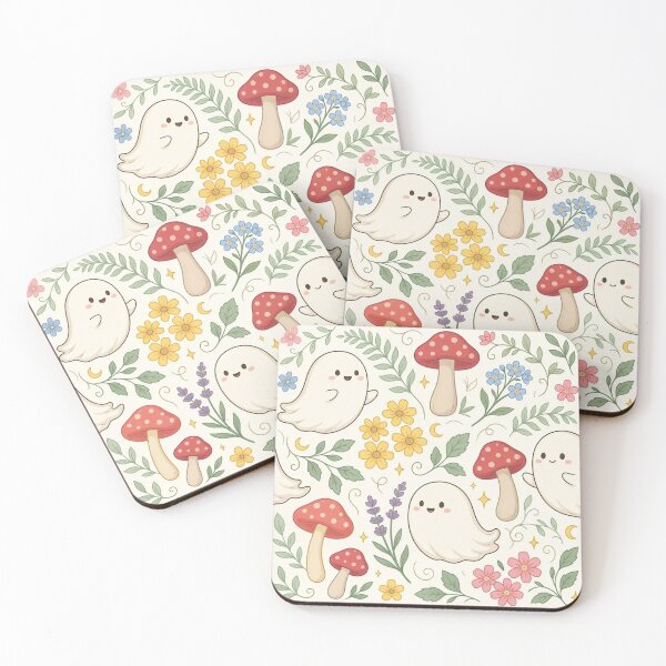 Item preview, Cute Cottagecore Ghosts Mushrooms and Wildflowers designed and sold by Ed & Harmony.