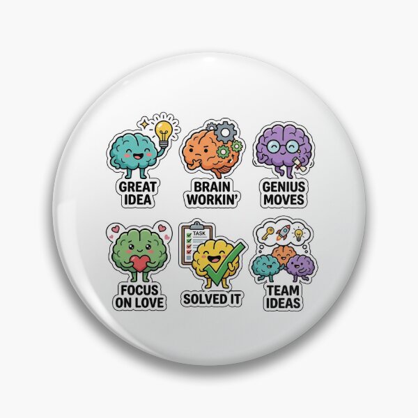Item preview, Kawaii Brain Power Sticker Pack - Cute Focus & Idea Puns designed and sold by SimpleP.