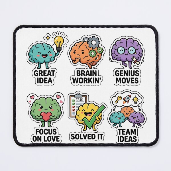 Item preview, Kawaii Brain Power Sticker Pack - Cute Focus & Idea Puns designed and sold by SimpleP.