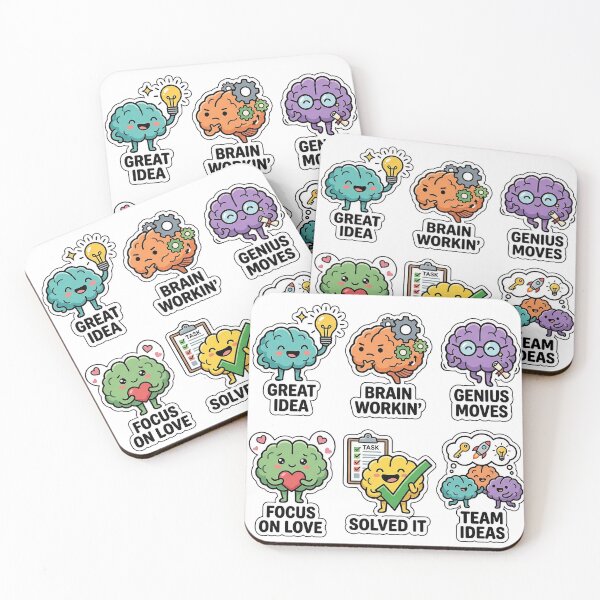 Item preview, Kawaii Brain Power Sticker Pack - Cute Focus & Idea Puns designed and sold by SimpleP.