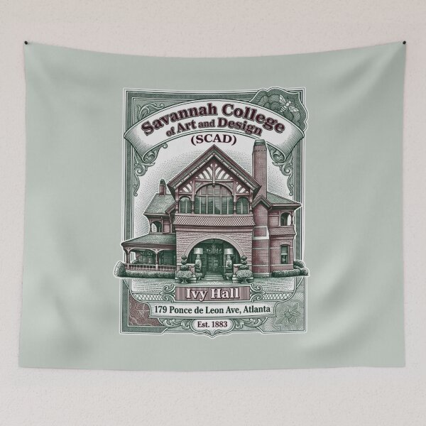 Item preview, SCAD Ivy Hall Atlanta Vintage Banknote Engraving designed and sold by EvergreenPark - Tee Studio.