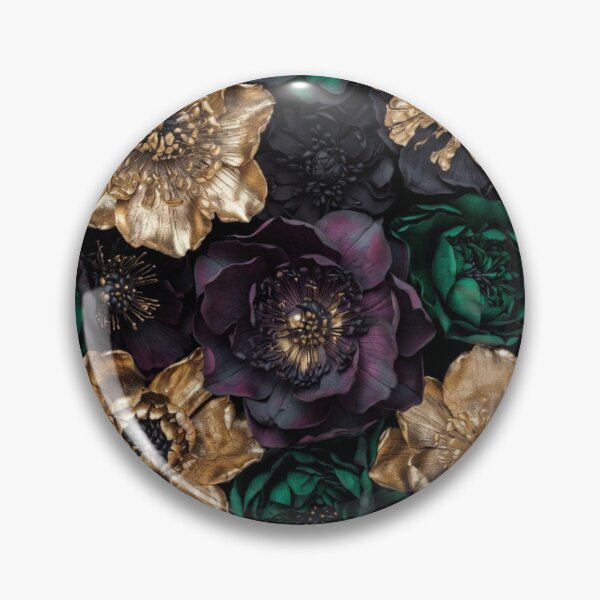 Item preview, Emerald Noir Floral Pattern | Luxury Gold & Green Botanical Design | Dark Elegant Flower Artwork designed and sold by GalleryPeak.