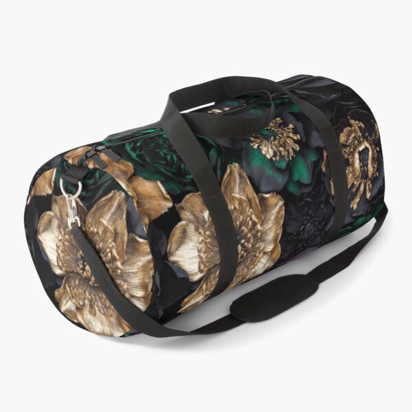 Item preview, Emerald Noir Floral Pattern | Luxury Gold & Green Botanical Design | Dark Elegant Flower Artwork designed and sold by GalleryPeak.