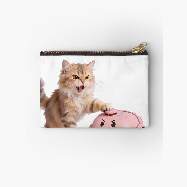 Item preview, Bossy Ginger Cat & Guilty Pink Robot Vacuum designed and sold by OksArtStudio.