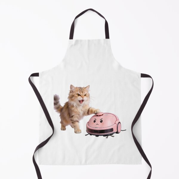 Item preview, Bossy Ginger Cat & Guilty Pink Robot Vacuum designed and sold by OksArtStudio.