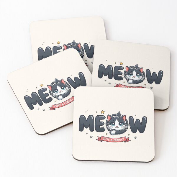 Item preview, Meow Cute and Cuddly Tuxedo Cat Typography Sticker designed and sold by PixelQ.