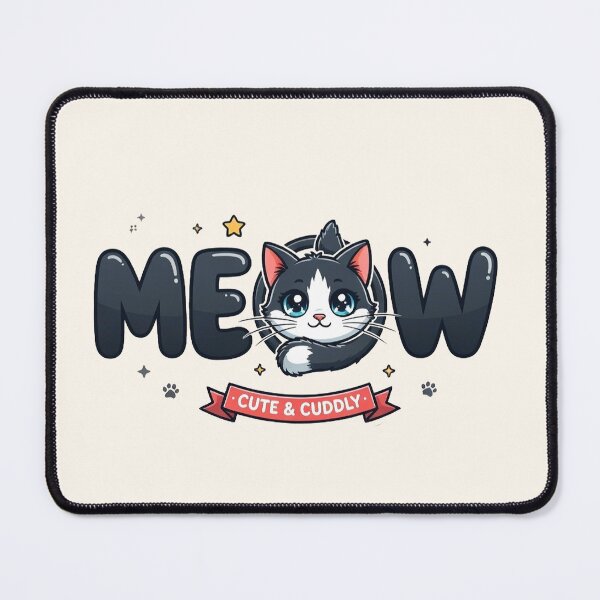 Item preview, Meow Cute and Cuddly Tuxedo Cat Typography Sticker designed and sold by PixelQ.