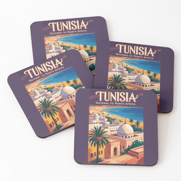 Item preview, Tunisia Skyline Illustration Travel Art Vintage designed and sold by KrisSidDesigns.