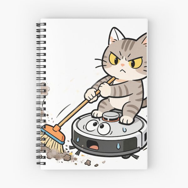 Item preview, Happy Gray Cat Riding Robot Vacuum  designed and sold by OksArtStudio.